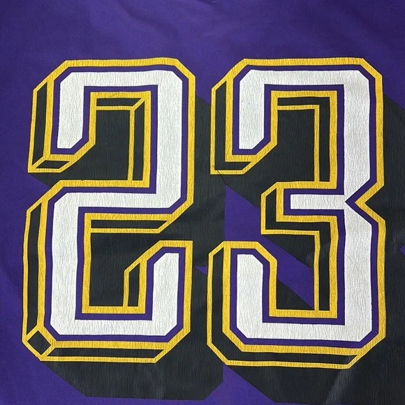 NBA Short Sleeve Shirt Los Angeles LA Lakers 23 Lebron James Purple Mens XL - Picture 13 of 15